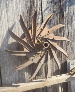  Rare Old Steel Spike Wheel Rotary Hoe Industrial Steampunk Garden Art