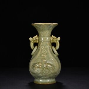 9 4 China Antique Song Dynasty Longquan Kiln Porcelain Dragon Double Ear Vase