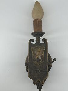 Wall Sconce Electric Brass Knight S Shield Design 14 5 T X 4 25 Antique
