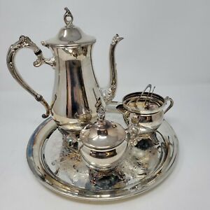 Great Vintage Gorham Newport Silver Plated 3pc Tea Or Coffee Set Tray A1