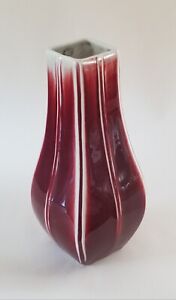 Chinese Jingdezhen Sang De Boeuf Ox Blood Glazed Porcelain Square Vase