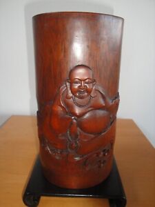 A 10 Bamboo Buddha Brush Pot Bitong