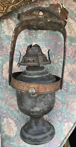 Rare Antique Pewter Gimble Ship S Oil Lamp R Dunham Son Maritime Lantern