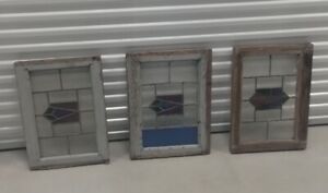 Vintage Stain Glass Leaded Window Panel Set Of 3 Local Pickup Only 