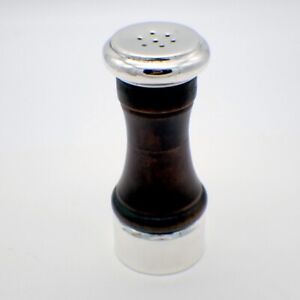 Salt Shaker Pepper Grinder Combination Wooden Body Sterling Silver