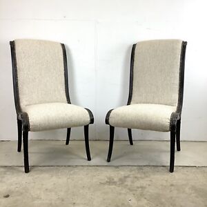 Pair Vintage Regency Slipper Chairs