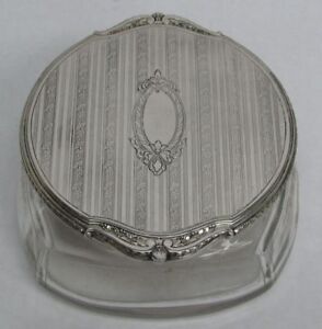 Vintage Blackinton Co Sterling Silver Crystal Powder Jar