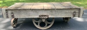 Antique Towsley Industrial Railroad Factory Cart Coffee Table