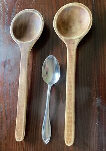 2 Vintage Atq Wooden Spoons Ladle Long Farmhouse 12 Inches