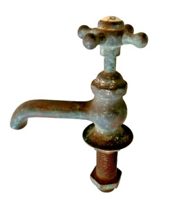 Antique Salvaged Porcelain Knob Brass Cold Water Faucet Spigot