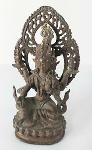 Antique Chinese Sino Tibetan Bronze Seated Buddha Figure Avalokite Vara