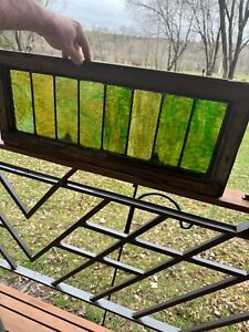 Vintage Railroad Car Leaded Slag Stained Glass Window 1910s Great Northern