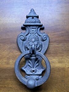 Vintage Cast Iron Door Knocker W Lion On Bottom Very Clean Well Made 