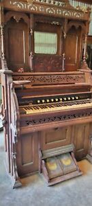 Antique Walnut Pump Organ With Pedal