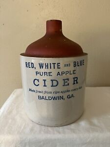 Red White Blue Baldwin Ga Cider Jug Georgia Pottery