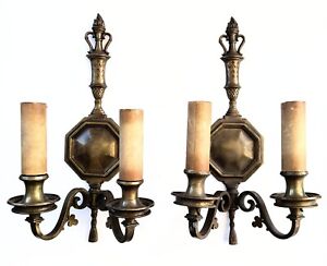  4 Set Of Matched Bronze Classical Sconces 