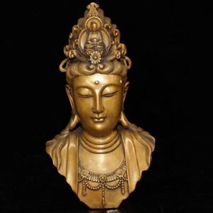 8 4 China Antique Buddha Statue Brass Kwan Yin Head Old Bronze Statue