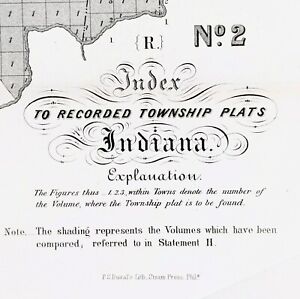 1849 Indiana Map Original Township Plats Surveys Donation Tract Clark S Grant