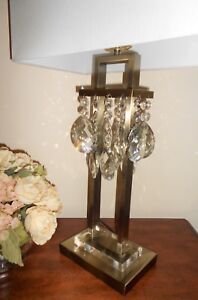 Gorgeous Lucite Based Large Lamp Heavy Leaded Crystals Xlnt Hollywood Regency
