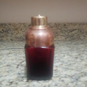 Antique Ox Blood Red Square Bottom Bottle With Copper And Brass Top Chinese 