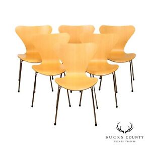 Arne Jacobsen For Fritz Hansen Danish Modern Set Of Six Dining Chairs
