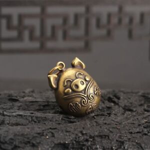 Chinese Antique Collection Asian Brass Small Bell Zodiac Pig Exquisite Statue