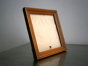 Photo Frame Square Wood Inlaid Nets Deco 1930 View 12x12 Antique