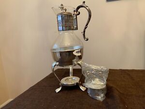Vintage Fb Rogers Silver Plated And Glass Coffee Tea Carafe Pot W Warmer New