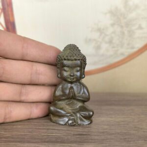 Blessing Chinese Bronze Cast Buddha Statue Netsuke Collectable Table Decor Gift