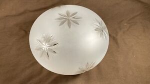Vintage Antique Frosted Cut Glass Lamp Ceiling Light Shade Globe Art Deco