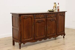Country French Antique Carved Oak Buffet Server Sideboard 48719