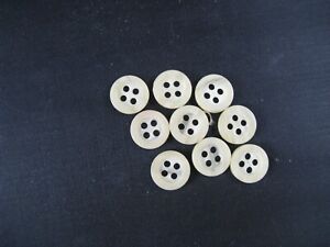 9 Shell 4 Eye Antique Garment Buttons 7 16ths Diameter Civil War Reenactment