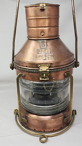 Vintage 1940s Anchor Brass Copper Ship Lantern Navy Maritime 19 