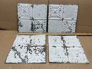 4 Pc Lot 11 5 X 11 5 Antique Ceiling Tin Metal Reclaimed Salvage Art Craft