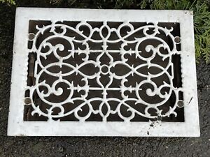 Cast Iron Enameled Louvered Grate Ornate Victorian Furnace Heat Antique Vent Ny