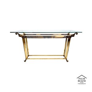 Vintage Console Table Glass Brass