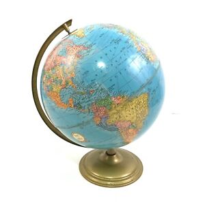 Vintage Cram S Imperial 12 World Globe Metal Stand Usa 7249