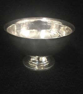 Mid Century Modern Hammered Sterling Silver Compote Dish By Ned A Henderson
