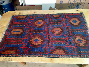 Vintage Oriental Rug Natural Dyes Hand Knotted 53 X 30 