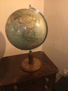 A Superb Large Vintage German Globe Of The World On Stand Circa 1950 