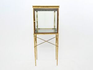 French Gilded Iron Mirrored And Brass Bar Cabinet Vitrine 1920s