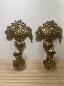 Pair Bronze Sconces With Grapes