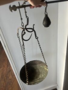 Hand Forged Hammered Old Antique Hanging Scale Balance 