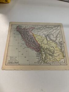 Rand Mcnally Co Antique 1899 Map Of Peru Bolivia 7x6
