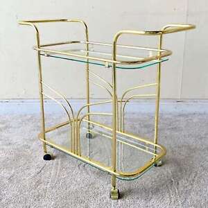 Hollywood Regency Gold Two Tier Bar Cart