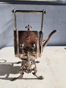 Art Deco Silver Plated Ornate Spirit Kettle Teapot C 1890s