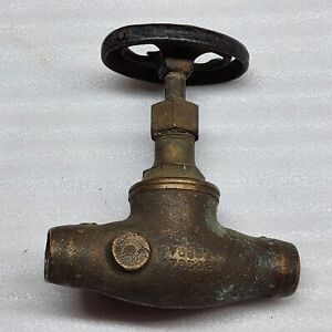 Vintage Crane Faucet Solid Brass In Line Spigot Water Tap Industrial Decor