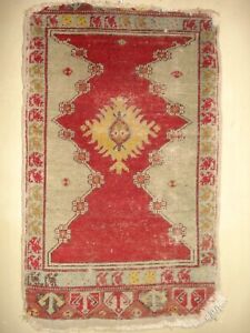 Small Antique Turkish Oriental Query Prayer Rug 33 5 X 20 8