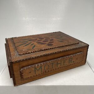 Vintage Lovingly Handmade Folk Art Cigar Box Tramp Mother Pinecone Adirondack