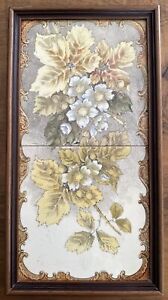 Two Floral Victorian Tiles In Frame